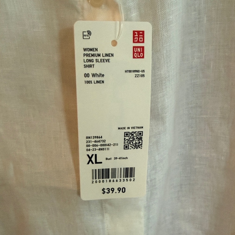 Uniqlo Women's White Casual Linen Button Down Shirt - Picture 5 of 5